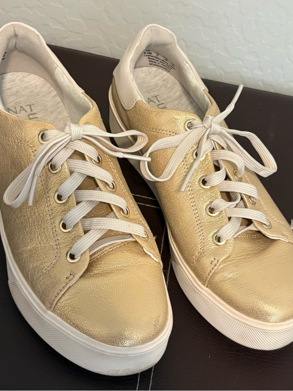 Naturalizer Metallic Gold Lace-Up Platform Sneakers